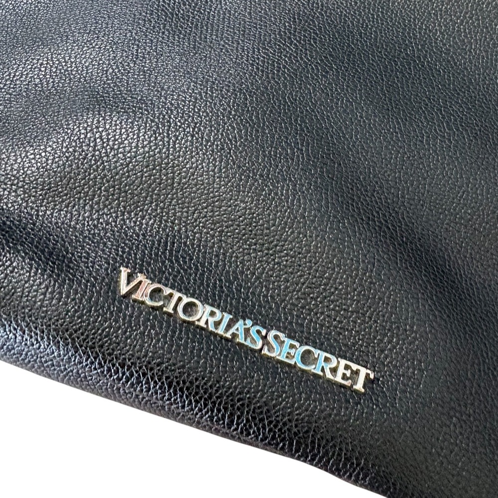 Victoria's Secret Black Pebbled Faux Leather Fringe Drawstring Backpack Western - Picture 3 of 12